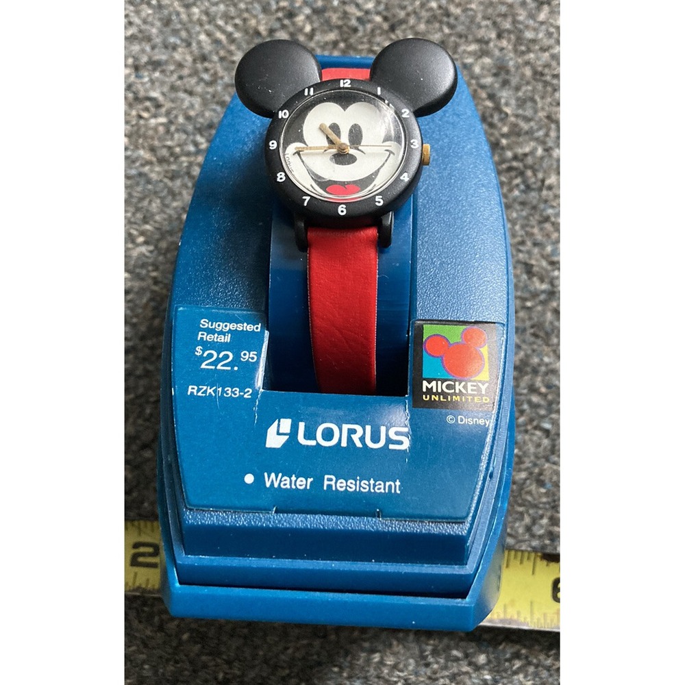 Vintage Lorus Mickey Mouse Plastic W/Ears Water Resistant Wrist Watch RZK133-2